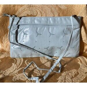 Vintage 80s Purse 1980s Robins Egg Blue Pleather Embroidered Retro Handbag